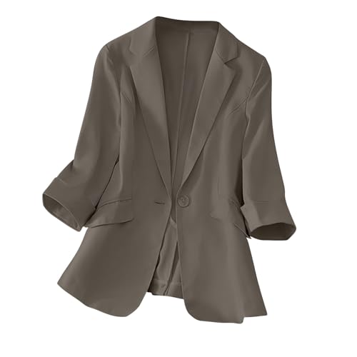 Women Blazer Trendy 3/4 Sleeve Blazers Casual Lapel Open Front Suit Jackets Business Corporate Outfits3