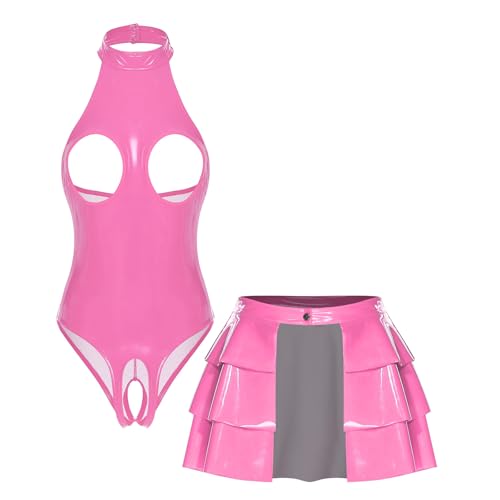 Combinaison pvc cuir verni wetlook pour femme tenue de danse gogo party clubwear