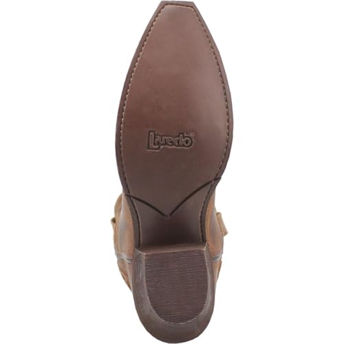 Image of Laredo Womens Reva Embossed Snip Toe Pull On Casual Boots Mid Calf Low Heel 1-2 inch - Brown