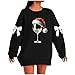 Womens Casual Loose 2025 Winter Sweatshirt Christmas Santa Print Graphic Pullover Crewneck Long Sleeve Blouse Tops