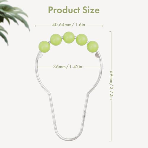 Image of Amazer Shower Curtain Hooks, Decorative Shower Curtain Hooks, Colorful Shower Curtain Hooks, Rustproof Stainless Steel Shower Hooks for Bathroom Shower Curtain-Set of 12