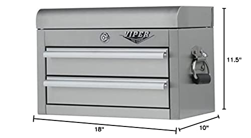Viper Tool Storage V218Mcss 18-Inch 2-Drawer 304 Stainless Steel Mini Storage Chest W/ Lid Compartment #TOP5