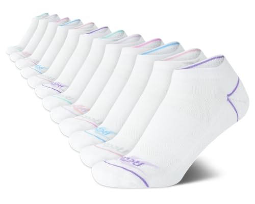 Image of Reebok Womens No Show Socks - 12 Pack Low Cut Ankle Socks for Women - Womens Cushioned Athletic Sock (Sizes 4-10), Size 4-10, Pure White Multi