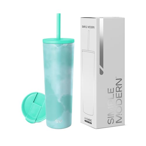 Image of Simple Modern Classic Tumbler with Straw Lid | Insulated Iced Coffee Cup Reusable Stainless Steel Water Bottle Travel Mug | Gifts for Women Men Her Him | 28oz | Ocean Tide