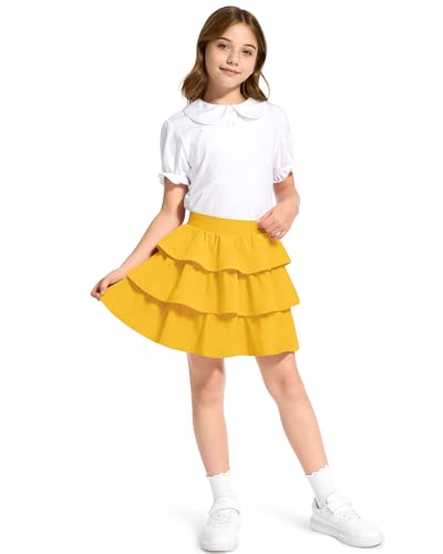Image of KEREDA Girls Skirt Kids Casual 3-Layer Ruffle Skort School Uniform Skirts for Girls