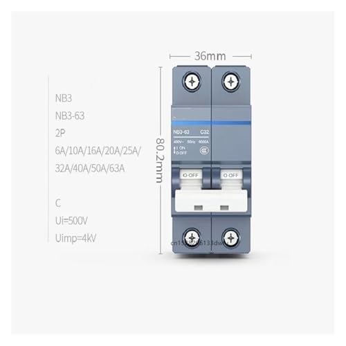 Disyuntor pequeño 2P AC interruptor modular de 6A para carril DIN 2