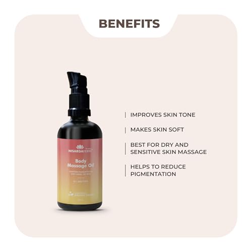 Image of SONARK'S NISARGA HERBS Ayurvedic Body Massage Oil (100ml) - Natural Skin Toning & Pigmentation Support - Fast-Absorbing, Non-Sticky Herbal Oil for Soft, Supple & Radiant Skin