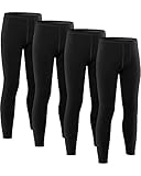 Jecery 4 Pcs Men's Long Underwear Thermal Johns Pants Warm Lightweight Leggings Base Layers Cold Bottoms(Medium,Black Gray)