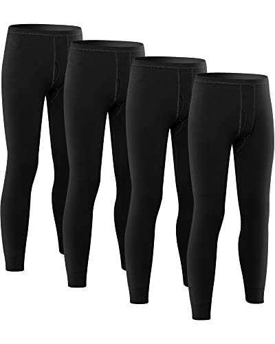 Jecery 4 Pcs Men's Thermal Underwear Pants Warm Lightweight Leggings Base Layers Bottoms Weather Hunting Gear