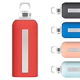 Envío y detalles – Botella rellenable SIGG de vidrio de borosilicato con funda de silicona (0.5 L), cierre hermético, sin BPA ni sustancias nocivas, diseño suizo, número de artículo: 8649.20