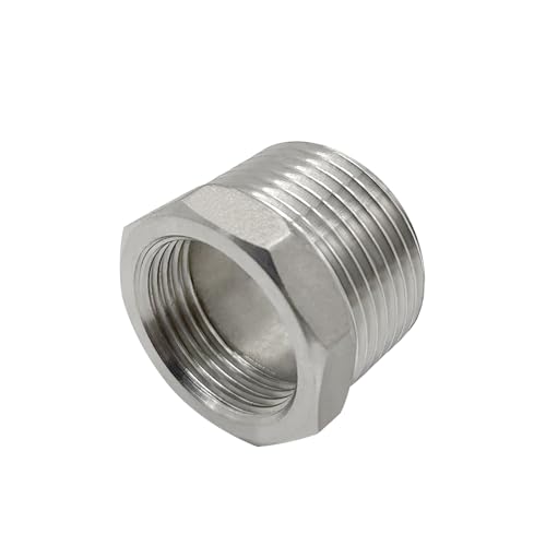 Beduan Stainless Steel Reducer Hex Bushing 1\" Male NPT to 3/4\" Female NPT Reducing Cast Pipe Adapter Fitting for Air Water Gas Fuel(Pack of 5) - Thumbnail 4