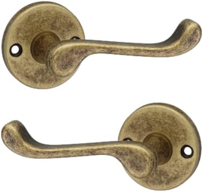 100-460-AB Victorian Scroll Antique Copper Lever on Rose Door Handle Set