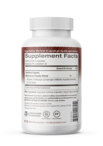 Om Mushroom Superfood Cordyceps Mushroom Capsules Superfood Supplement, 90 Count, 30 Days, Energy, Power, Stamina And Endurance Support, Superfood Supplement For Sports Performance #TOP7