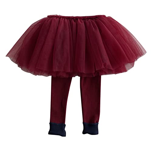 Toddler Kids Boys Girls Soild Mesh Tulle Skirt Fashion Dance Leggings Pants Christmas Baby Outfit (Red, 18-24 Months)