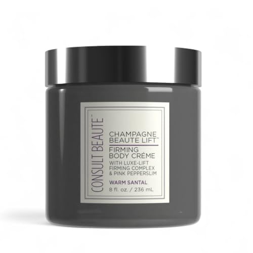 Consult Beaute Champagne Lift Hydrating Firming Body Cream with Pink Pepperslim Tightens Tones Crepey Skin Moisturizer for Dry Skin Warm Santal 8 oz.