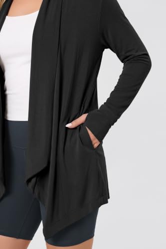 Image of ODODOS Women's Drape Open Front Cardigans Cozy Soft Long Sleeve Casual Wrap Outerwear with Pockets Thumb Hole