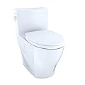 TOTO MS624124CEFG#01 Legato WASHLET Elongated 1.28 GPF Universal Height Skirted CeFiONtect, White-MS624124CEFG One-Piece Toilet, Cotton White