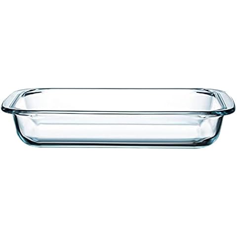 Glas-Auflaufform für Ofen, Auflaufform groß, 3,5L Glas-Auflaufform Lasagne, Ofenform rechteckig, Lasagneform, rechteckige Glasform, Bräterform, längliche Auflaufform Cover