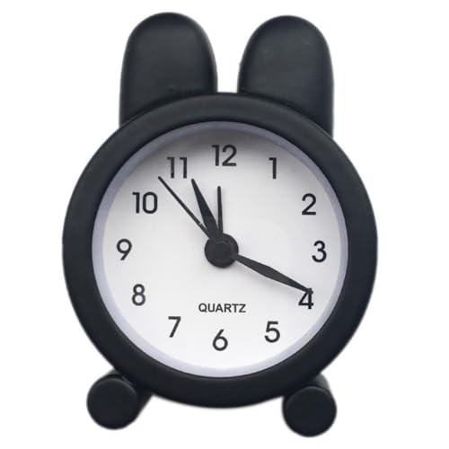Artibetter ミニ属製ウサギ耳目覚まし時計 学生向けシンプルデスクトップ置き時計 黒色 静音設計で寝室や寮に
