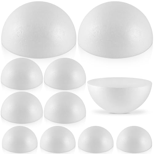 Yalumo Half Foam Balls for Crafts 10 Pack Multi-Size Smooth Polystyrene Half Round Foam Craft Ball for Floral Arrangements Wedding School Projects DIY Ornaments Holiday Decor (6 4 3)