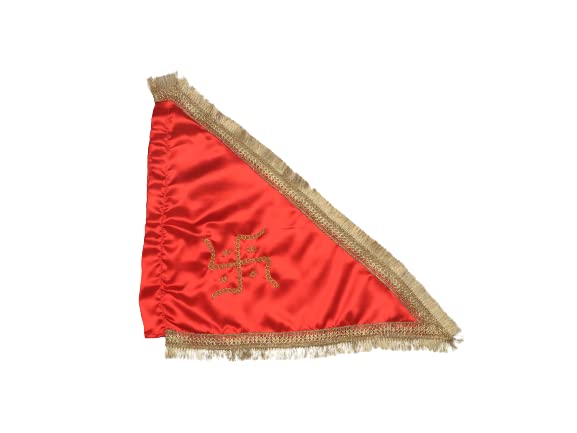 RUDRANSH RED SWASTIK Flag/jhanda outdoor Flag/small Size Jhanda/dhawaj for Temple/Home Best for Religious Purpose (50cm)