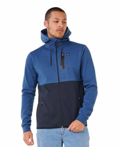 Rip Curl Moletom masculino com capuz e zĂper tĂ©cnico antisĂ©ries, azul-marinho claro, Azul-marinho claro, P