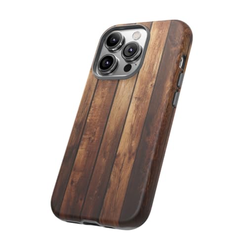Coque rigide marron iPhone 14 Pro anti-rayures - Style bois mat - 2