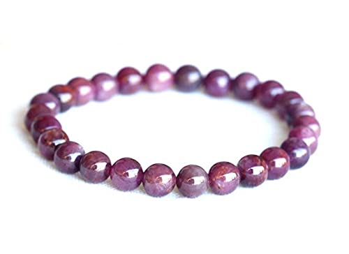 Bracelet rubis naturel d'Afrique perles rondes 6mm pour bijoux précieux fait main