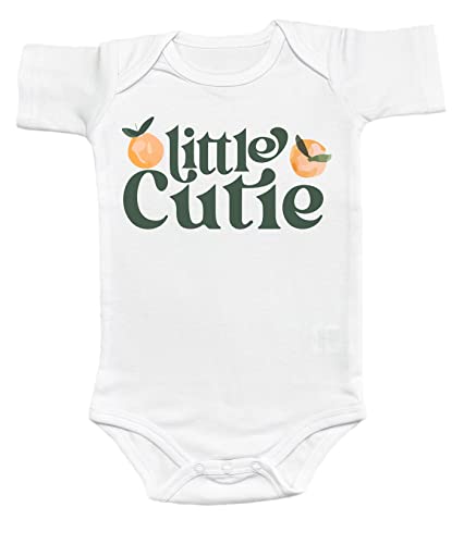 Little Cutie Baby Shower Orange 1st Birthday Party Bodysuit Clementine