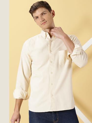 Image of Thomas Scott Men's | Solid | Full Sleeve | Slim Fit | 100% Cotton | Spread Collar | Casual Shirt