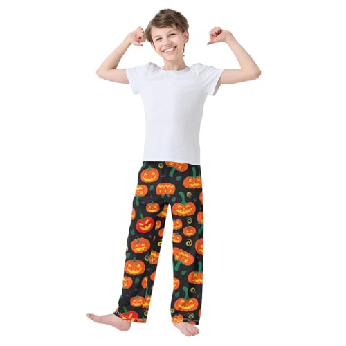Evil Pumpkin Boys Long Pants Soft Trousers Elastic Waist Kids Lounge Bottoms with Pockets S-XL2