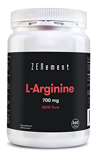 L-Arginine 100% Pure, 2800 mg (4 gélules), 360 Gélules | Vasodilatateur, Soutient la Performance Athlétique et la Construction Musculaire | Ingrédients 100% Naturel | Zenement