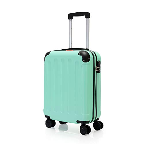 Preisvergleich Produktbild BONTOUR Vertical Handgepäck Koffer Hartschalen Trolley Rollkoffer Reisekoffer 4 Rollen (Grün, M 55x40x20cm)