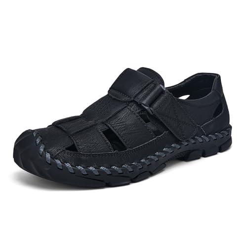 Men's Sandals Mens Closed Toe Leather Sandals Outdoor Adjustable Fisherman Hiking