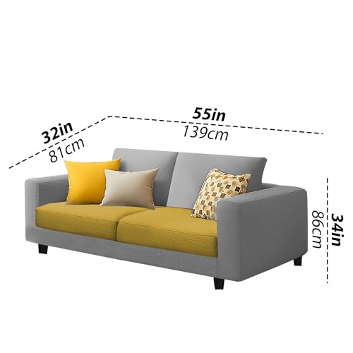 Image of Galib 3+2 Seater Sofa Set for Living Room (Yellow Grey Fabric) Premium Fabric Sofa Set