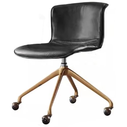 KIBONCY Silla Italiana Minimalista de Lujo, Silla de Ordenador de Piel de Vaca Encerada al Aceite. Cómodo for Sentarse Durante Mucho Tiempo, con diseño Retro Ajustable en Altura.(C)