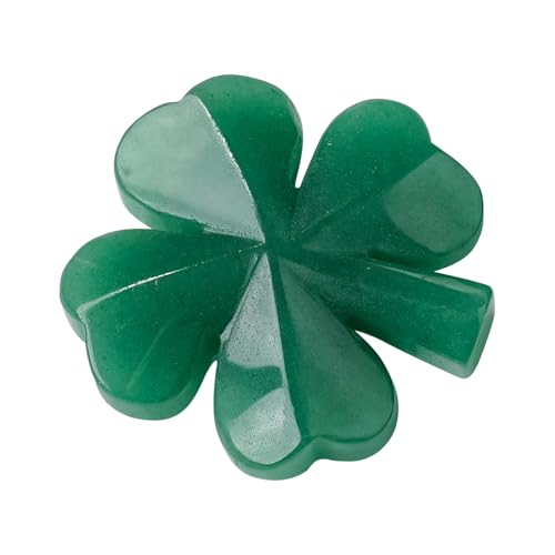 Image of Runyangshi Natural Crystal Green Aventurine Four Leaf Clover Healing Stone Sculpture Hand-Carved Crafts Symbolizes Love Health Glory Riches Reiki Gemstone Home Decor Gift (Upgraded Version)