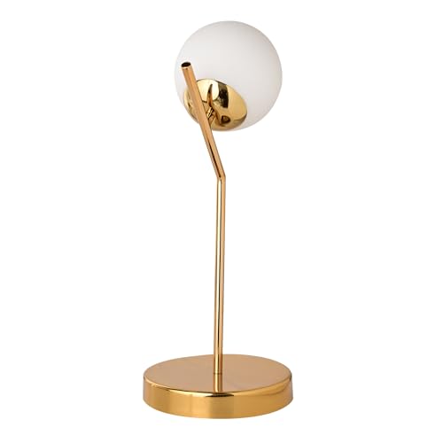 Image of Frosted Glass Table Lamp | Gold Finish Decorative Table Light | Modern Lamp for Home Office Bedroom Living Room Dining Room Use | Stylish Desk Lamp | Without Bulb
