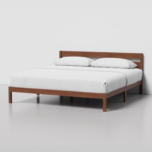 Image of LIFEMENT Classic Wood Platform Bed Frame with Headboard, Essential, Noise Free, Under Bed Storage, No Box Spring Needed, Easy Assembly (Cherry, King (U.S. Standard))