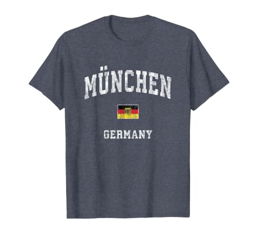 Munich Munchen Germany Vintage Athletic Sports Design T-Shirt, Men, Heather Blue, X-Large