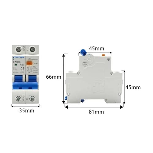 Interruptor disyuntor residual contra fugas eléctricas y sobrecargas en redes CA 2