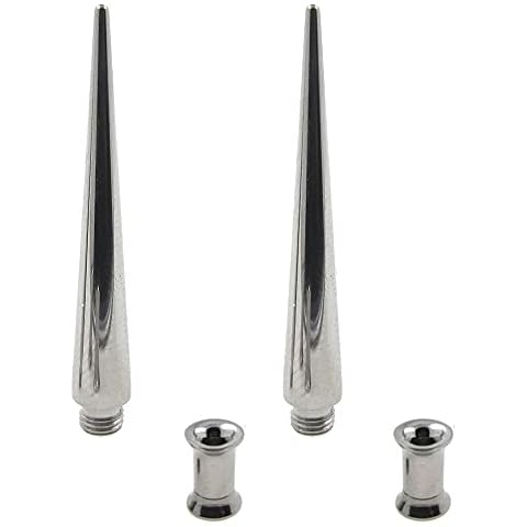 NewkeepsR 20G/18G/16G/14G/12G/10G/8G/6G/4G 316L Steel Taper Insertion Pin for Ear/Nose/Navel/Nipple/Lip/Eyebrow Stretcher, Body Piercing Stretching Kit Assistant Tool silver Cover