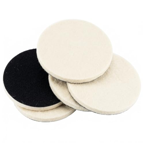 Image of 5 Pcs 6 inch Wool Flet Polishing Pads, Flocking Hook & Loop Back | Made of Premium Wool, for Random Orbital Sander