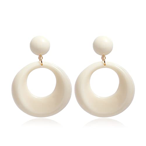 70s Earrings Retro White Acrylic Hoop Earrings 70s Accessories for Women 70s Jewelry Disco Outfits for Women