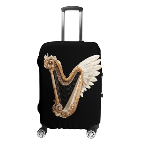 Harp with Wings Travel Luggage Cover for Suitcase 19-32 Inches Elastic Washable Baggage Protector