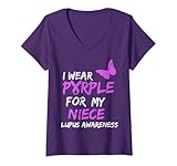 Photo Gallery donna lupus awareness i wear purple for my niece maglietta con collo a v Photo Gallery donna lupus awareness i wear purple for my niece maglietta con collo a v