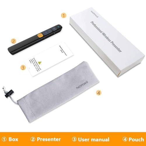 NORWII N29 Apresentador de ponteiro de apresentação 100 m, 2,4 GHz Laser Pointer Clicker de apresent