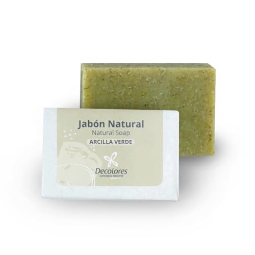 Decolores | Limpiador Facial Jabón Natural De Arcilla Verde | 100 gr | Jabón Sólido Para Manos Y Cara | Nutre, Regenera Y Suaviza | Jabones Artesanales Y Naturales Con Glicerina