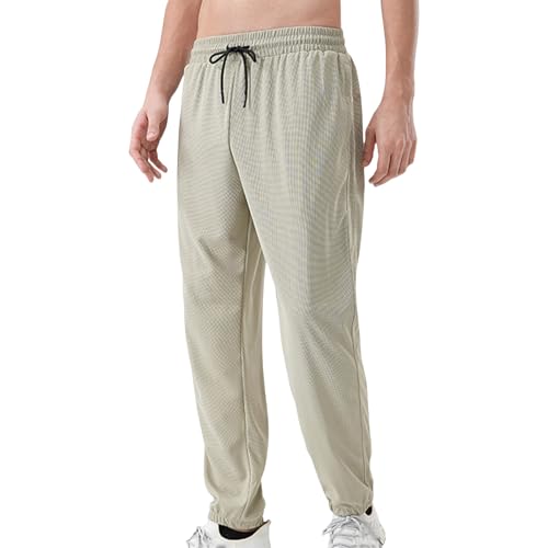 Men's Solid Color Jogger Pants with Pockets Elastic Waist Casual Sweatpants Tapered Cuff Athletic 7/8 Length Trousers2