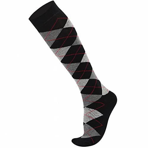 Mysocks Unisex Knee High Long Socks Argyle Black Dark Anthracite Ash #TOP5